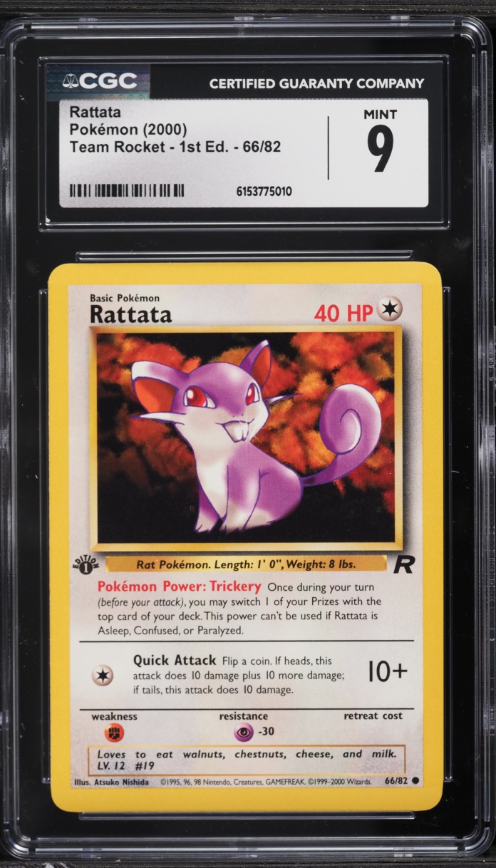 2000 Pokemon Team Rocket 1st Edition Rattata #66 CGC 9 MINT