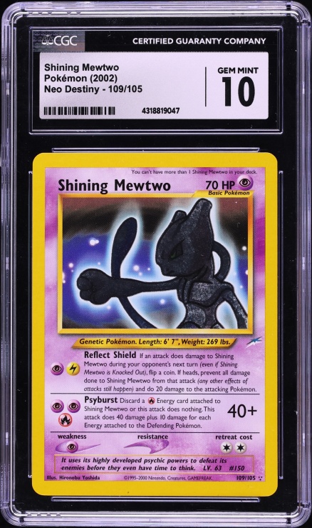 2002 Pokemon Neo Destiny Holo Shining Mewtwo #109 CGC 10 GEM MINT