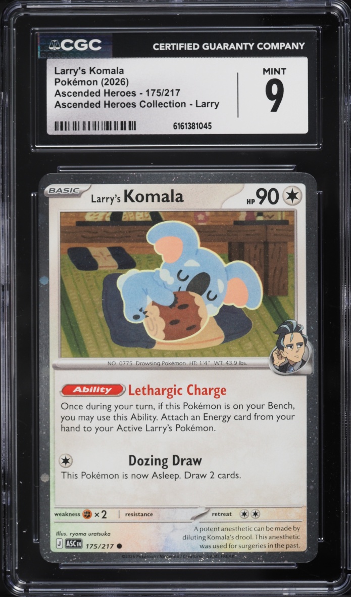 2026 Pokemon Mega Evolution Ascended Heroes Collection Larry's Komala #175 CGC 9 MINT