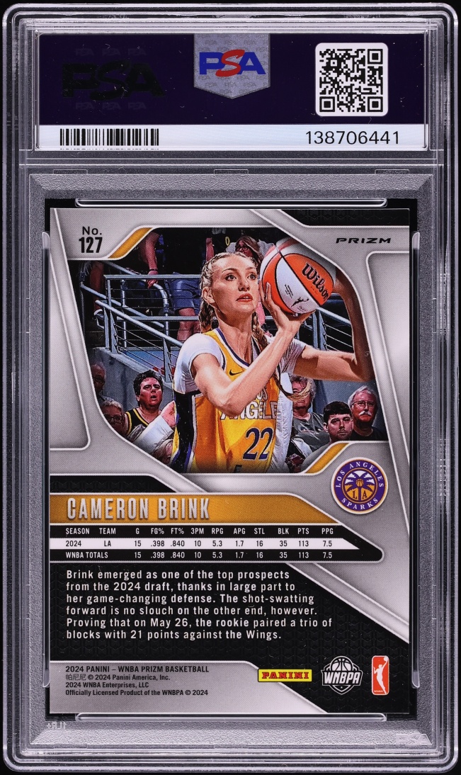 2024 Panini Prizm WNBA Ice Cameron Brink ROOKIE #127 PSA 9 MINT