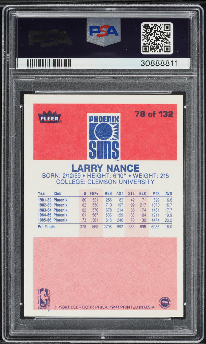 1986 Fleer Basketball Larry Nance ROOKIE #78 PSA 10 GEM MINT