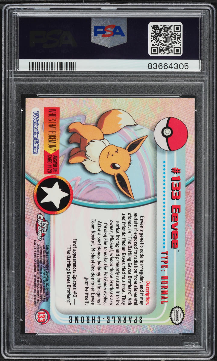 2000 Topps Chrome Pokemon TV Series 2 Sparkle Eevee #133 PSA 10 GEM MINT