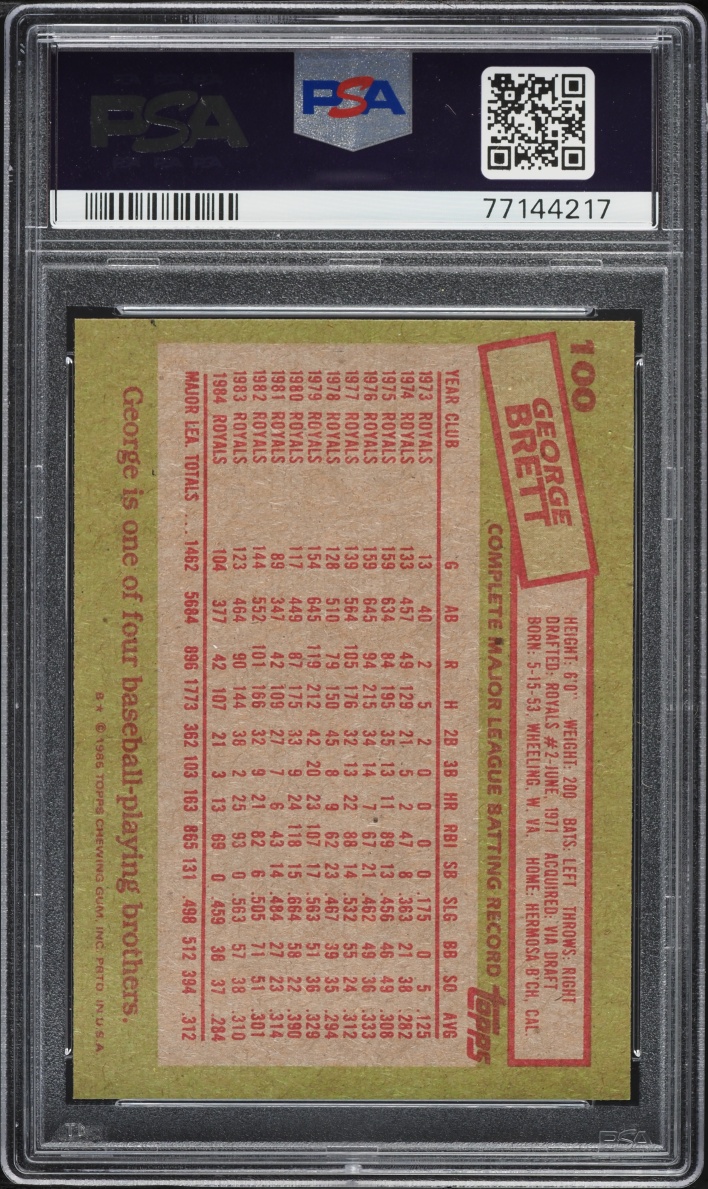 1985 Topps George Brett #100 PSA 8 NM-MT