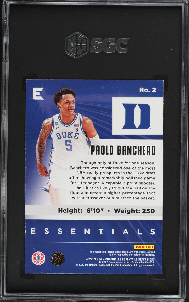 2022 Panini Chronicles Draft Picks Essentials Paolo Banchero ROOKIE #2 SGC 9