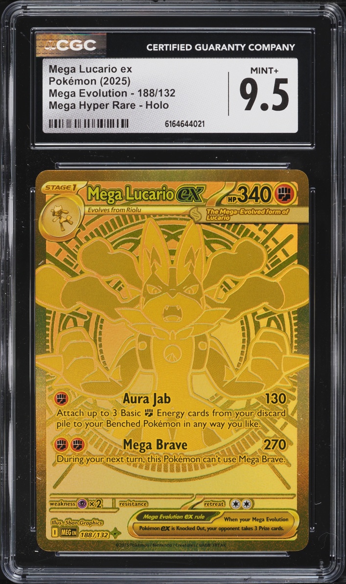 2025 Pokemon Mega Evolution MHR Mega Lucario ex #188 CGC 9.5 MINT+