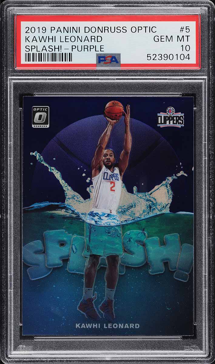 2019 Hoops Premium Stock Gold Flash Kawhi Leonard /10 #177 PSA 8