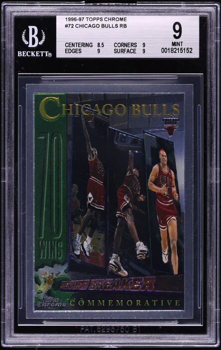 1996 Topps Chrome Chicago Bulls w/ Michael Jordan #72 BGS 8.5 NM