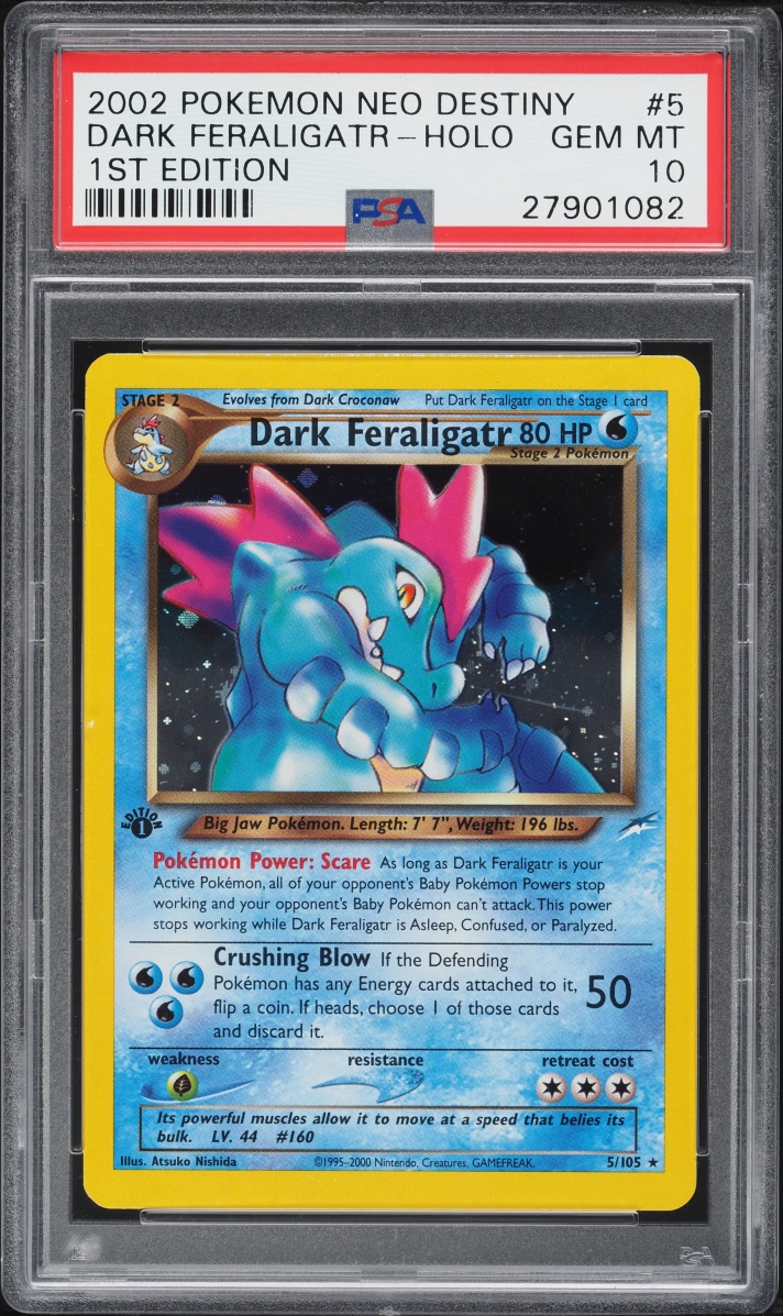 2002 Pokemon Neo Destiny 1st Edition Holo Dark Feraligatr #5 PSA 10 GEM MINT