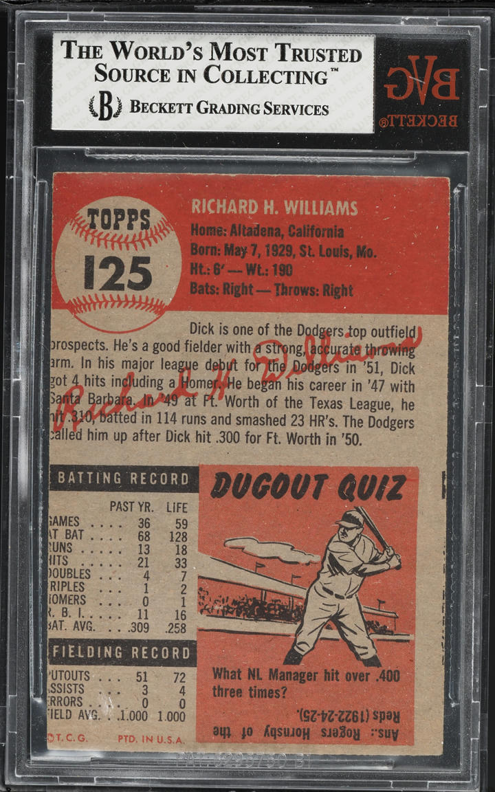 1953 Topps Dick Williams #125 BVG 4 VGEX