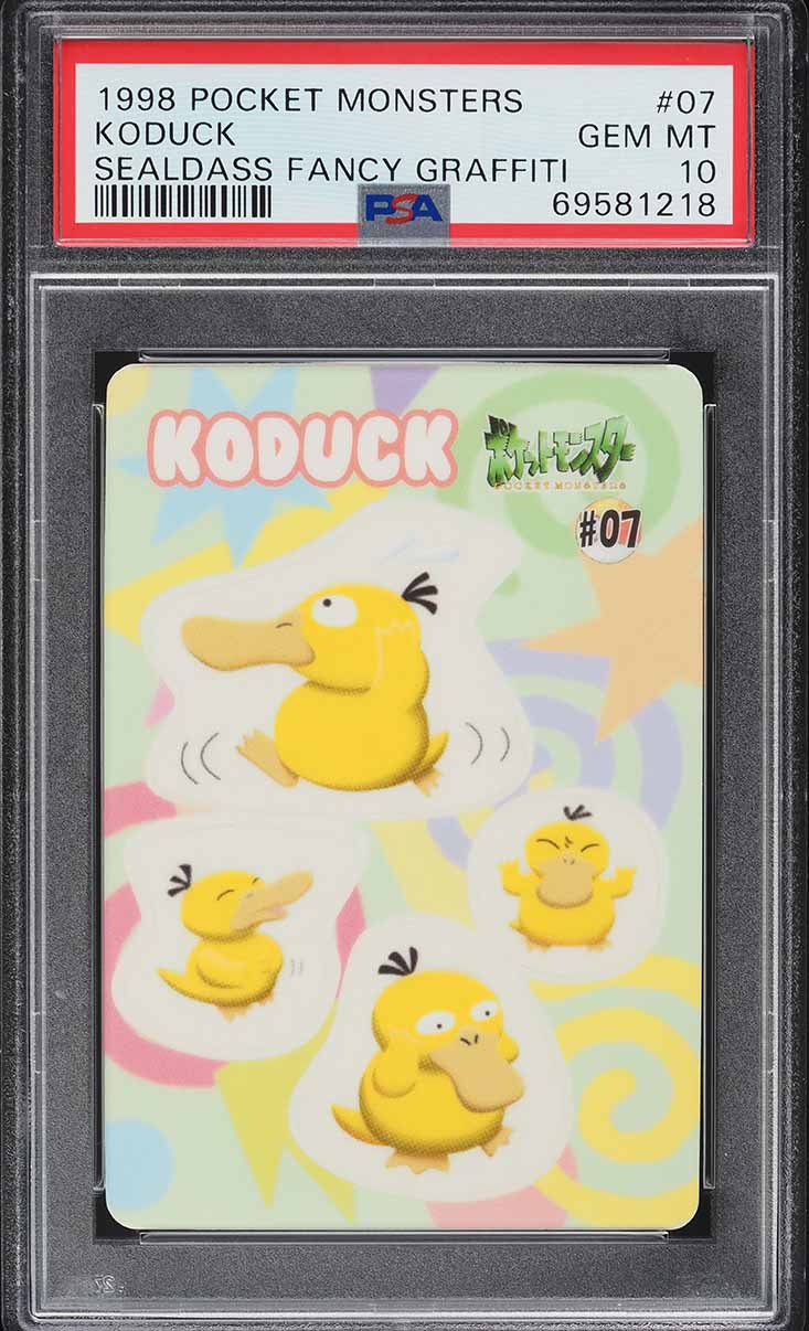 1998 Pokemon Japanese Pocket Monsters Sealdass Fancy Graffiti Psyduck #7 PSA 10 GEM MINT