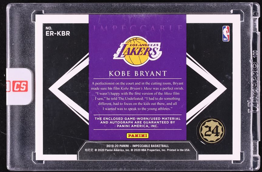 2019 Panini Impeccable Elegance Kobe Bryant PATCH AUTO /10 #ER-KBR