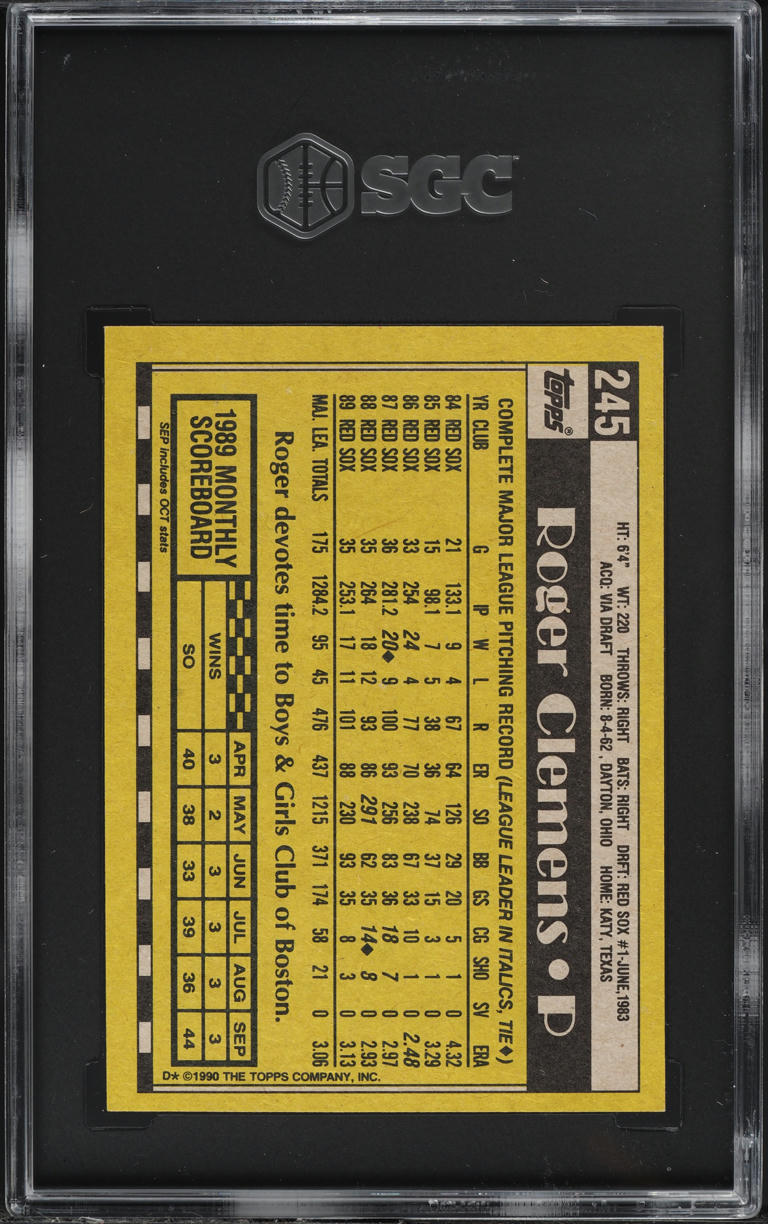 1990 Topps Roger Clemens #245 SGC 4 VGEX