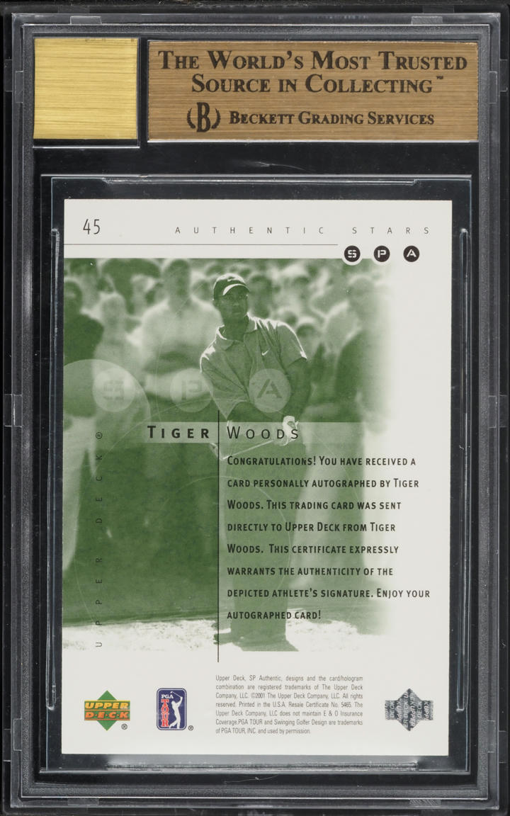 2001 SP Authentic Golf Tiger Woods ROOKIE AUTO /900 #45 BGS 9.5 GEM MINT