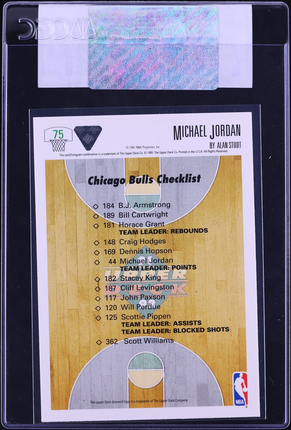 1991 Upper Deck Chicago Bulls Checklist Michael Jordan #75 CGC AUTH