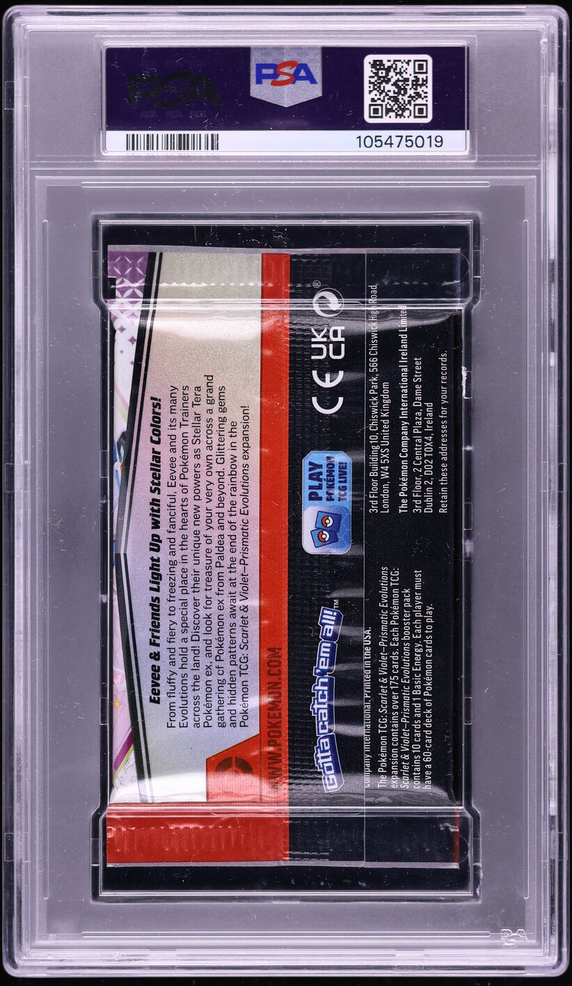 2025 Pokemon SV Prismatic Evolutions Booster Pack Espeon & Umbreon Art PSA 10
