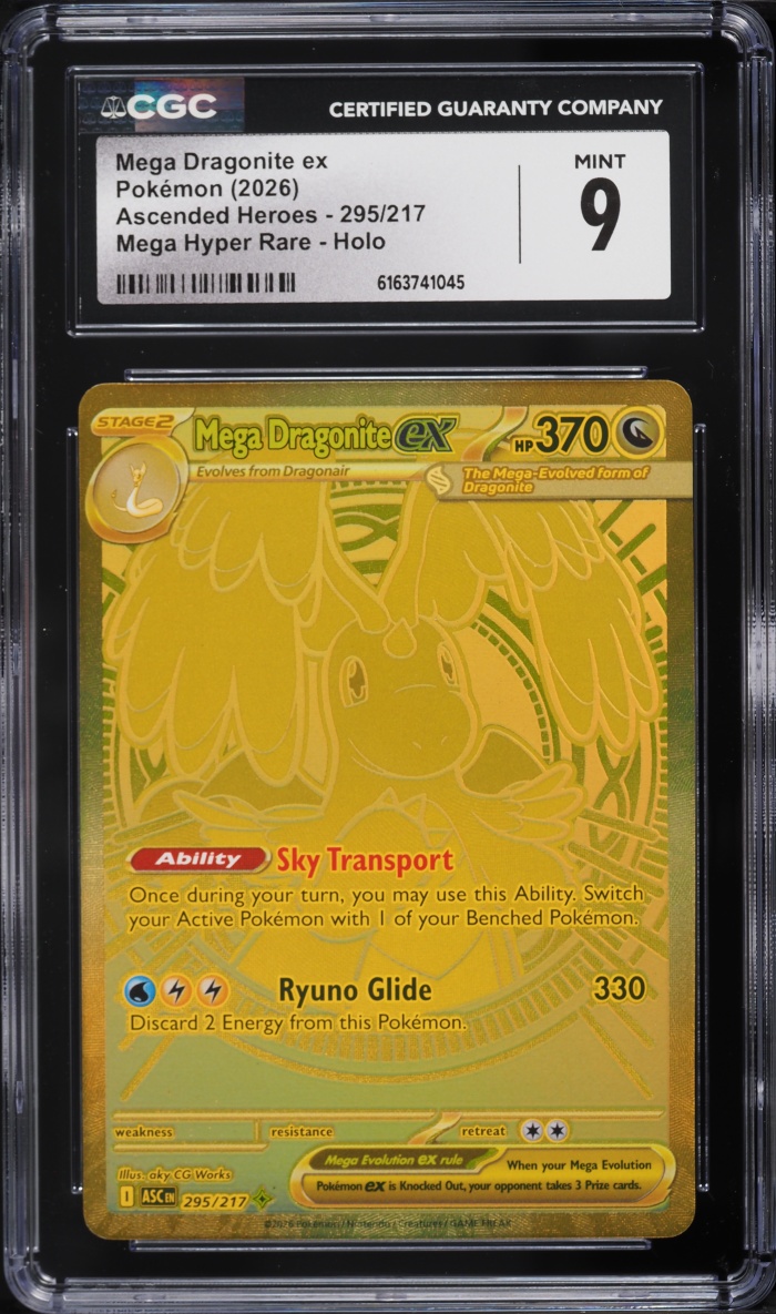 2026 Pokemon Mega Evolution Ascended Heroes Gold Rare Mega Dragonite Ex #295 CGC 9 MINT