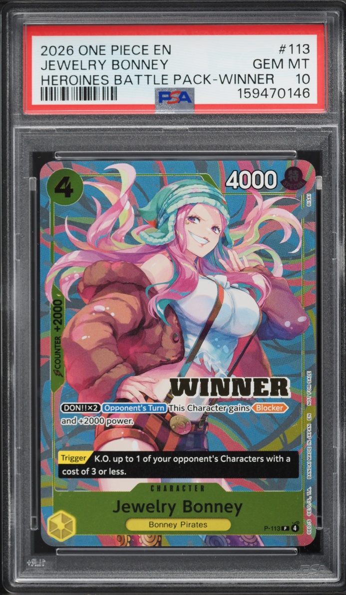 2026 One Piece Heroines Battle Pack Winner Alt Art Jewelry Bonney #113 PSA 10 GEM MINT