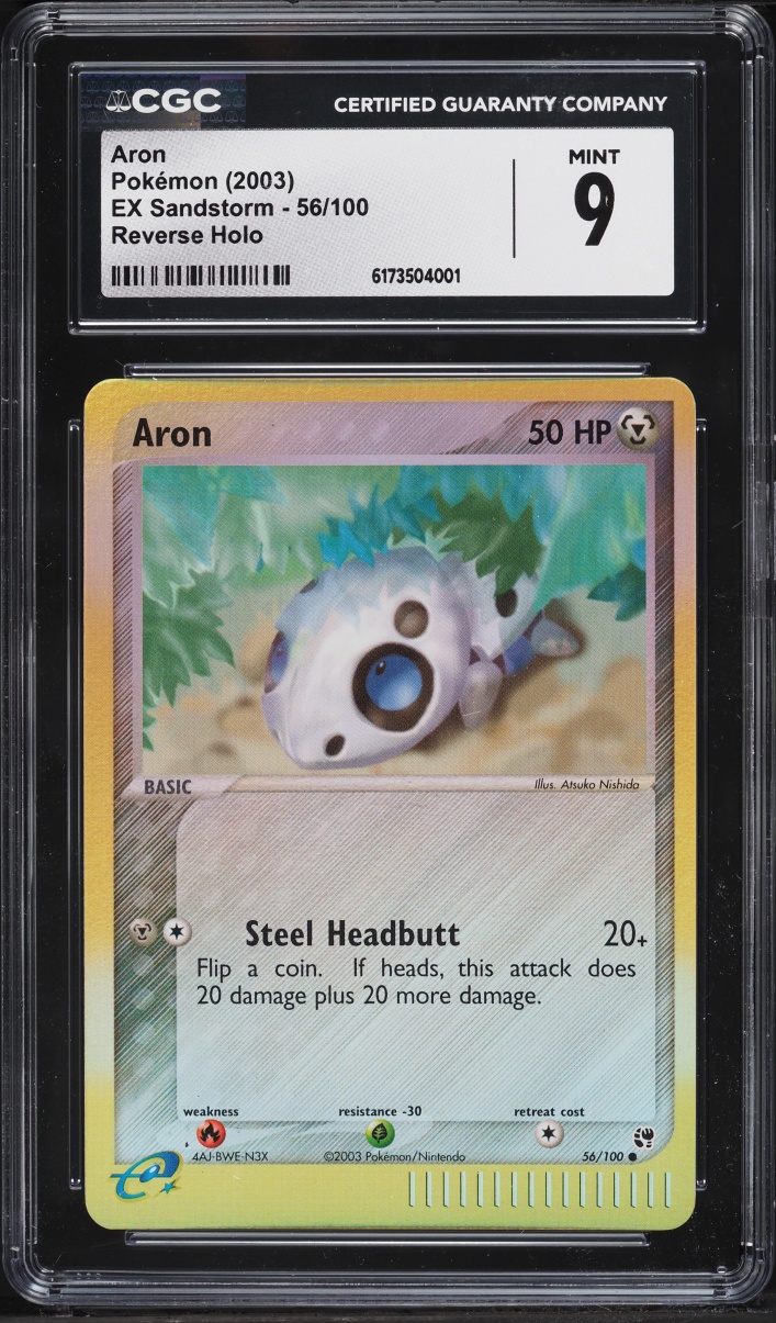 2003 Pokemon EX Sandstorm Reverse Holo Aron #56 CGC 9 MINT