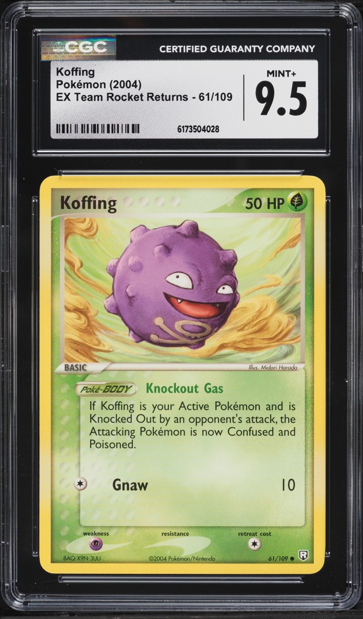 2004 Pokemon Ex Team Rocket Returns Koffing #61 CGC 9.5 MINT+