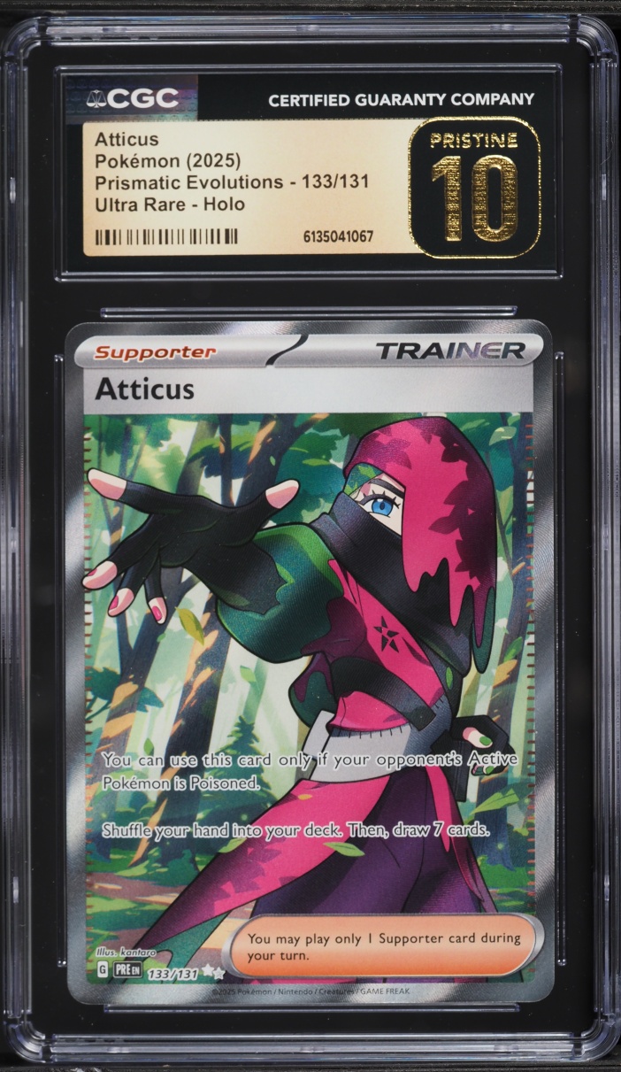 2025 Pokemon Scarlet & Violet Prismatic Evolutions Full Art Atticus #133 CGC 10 PRISTINE