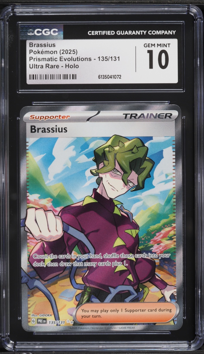 2025 Pokemon Scarlet & Violet Prismatic Evolutions Full Art Brassius #135 CGC 10 GEM MINT
