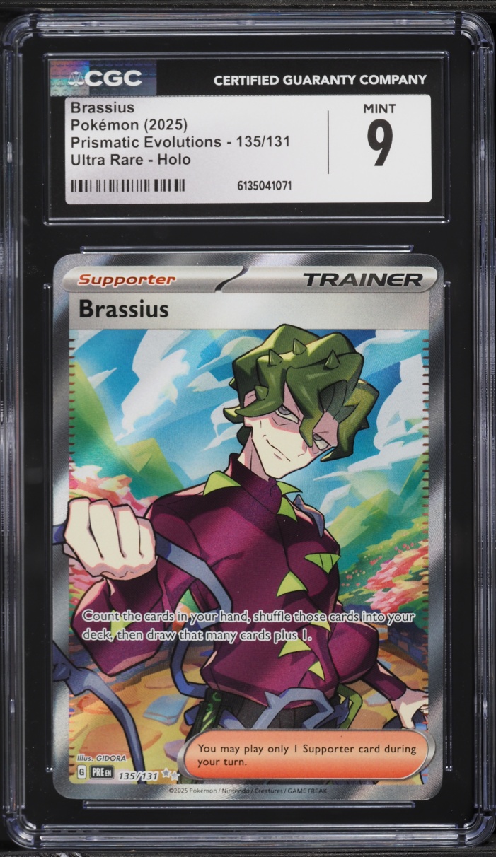2025 Pokemon Scarlet & Violet Prismatic Evolutions Full Art Brassius #135 CGC 9 MINT