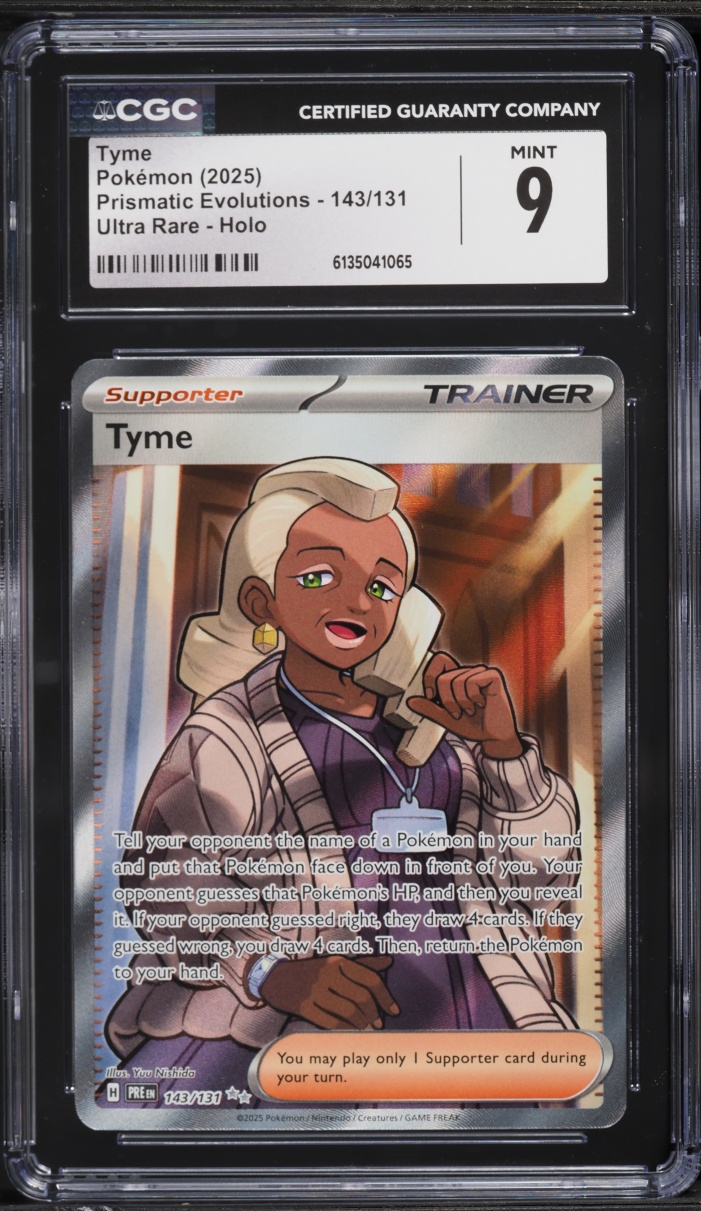 2025 Pokemon Scarlet & Violet Prismatic Evolutions Full Art Tyme #143 CGC 9 MINT