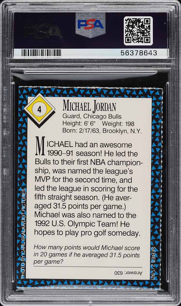 1992 Sports Illustrated For Kids Series 2 Michael Jordan #4 PSA 9 MINT