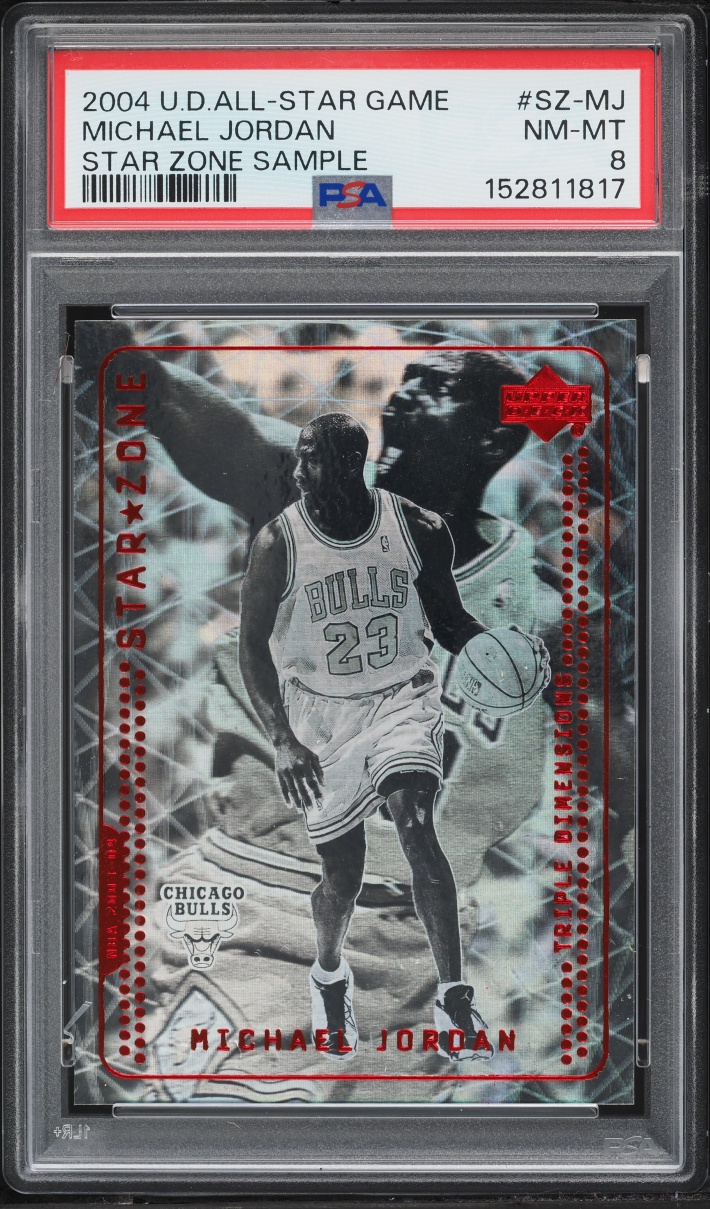 2004 Upper Deck All Star Game Star Zone Sample Michael Jordan #SZ-MJ PSA 8 NM-MT