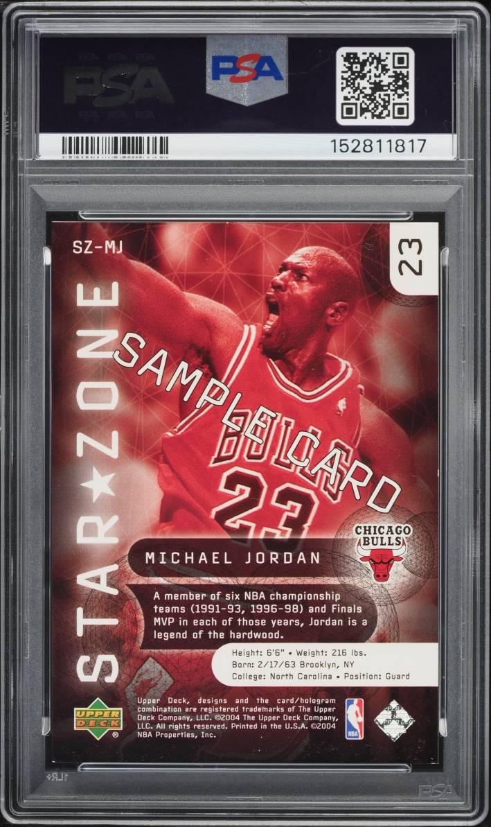 2004 Upper Deck All Star Game Star Zone Sample Michael Jordan #SZ-MJ PSA 8 NM-MT