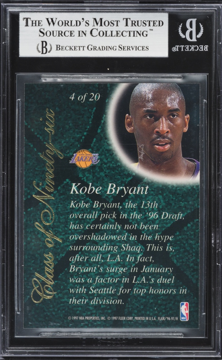 1996 Flair Showcase Class Of '96 Kobe Bryant ROOKIE #4 BGS 9 MINT