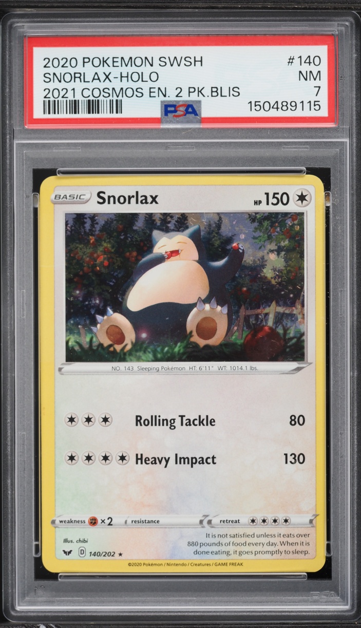 2020 Pokemon Sword & Shield Promo Cosmos Holo Snorlax #140 PSA 7 NRMT