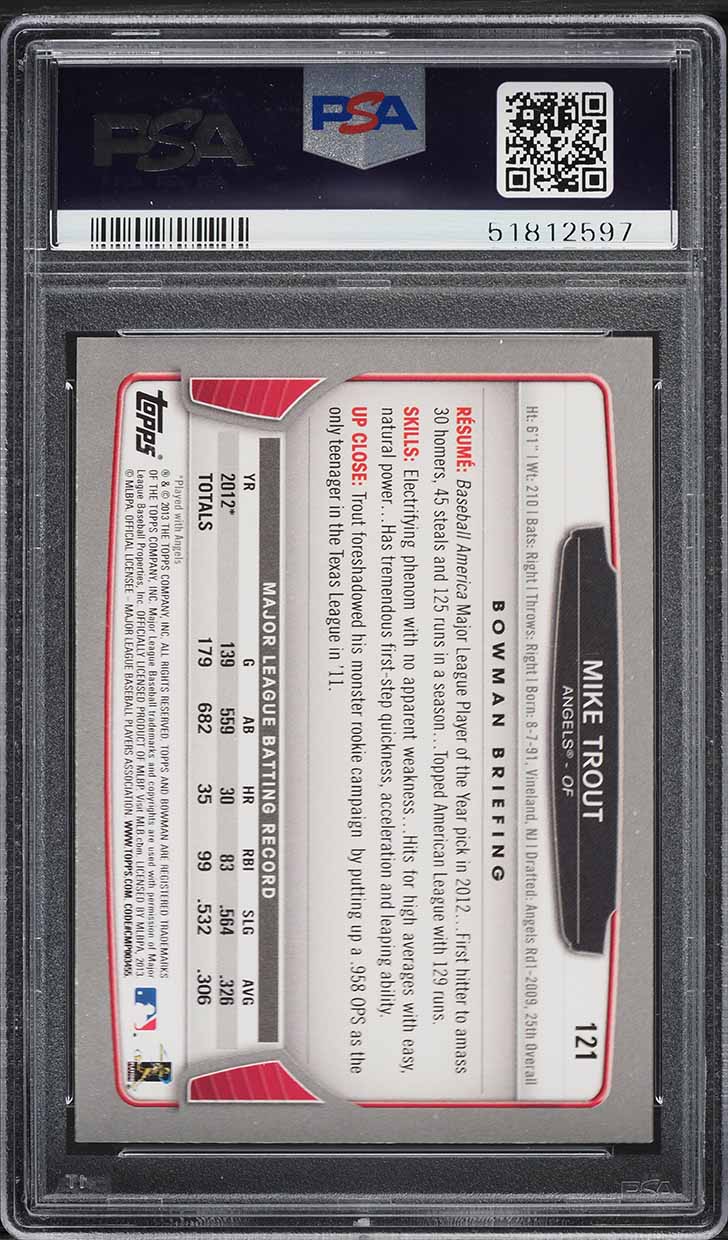2013 Bowman Mike Trout #121 PSA 10 GEM MINT