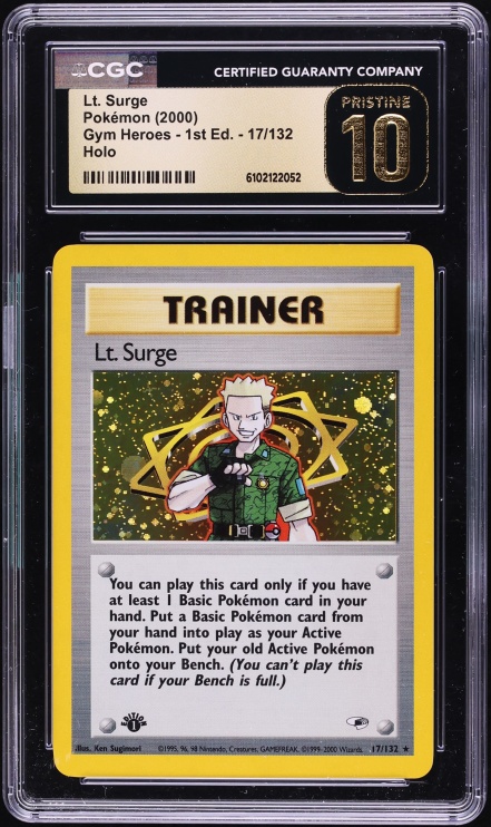 2000 Pokemon Gym Heroes 1st Edition Holo Lt. Surge #17 CGC 10 PRISTINE - Photo 1