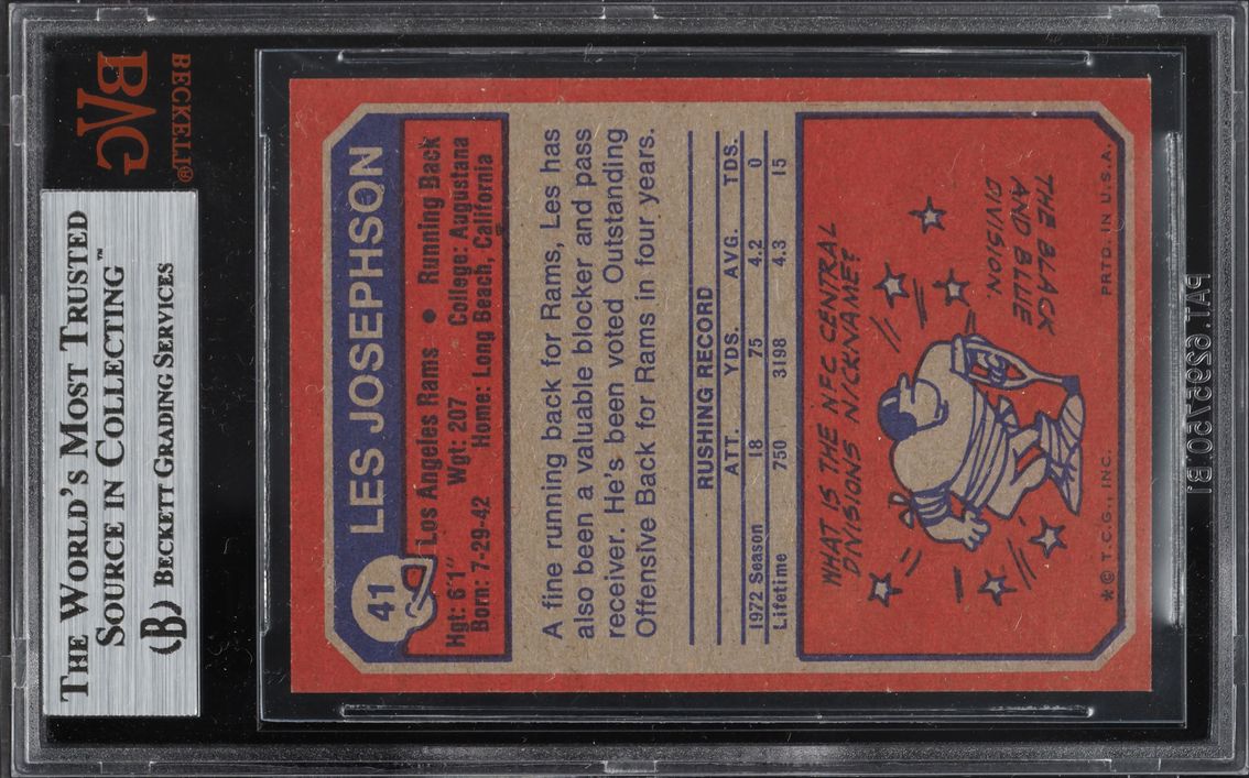 1973 Topps Football Les Josephson #41 BVG 8.5 NM-MT+