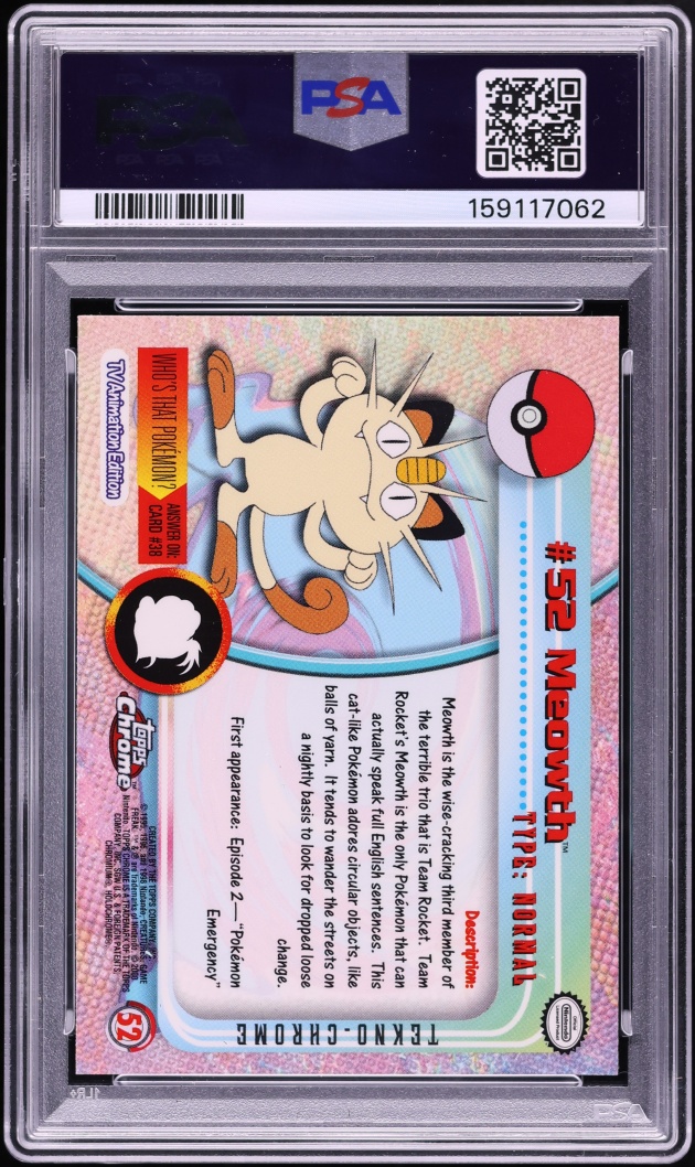 2000 Topps Chrome Pokemon Series 1 Tekno Meowth #52 PSA 10 GEM MINT