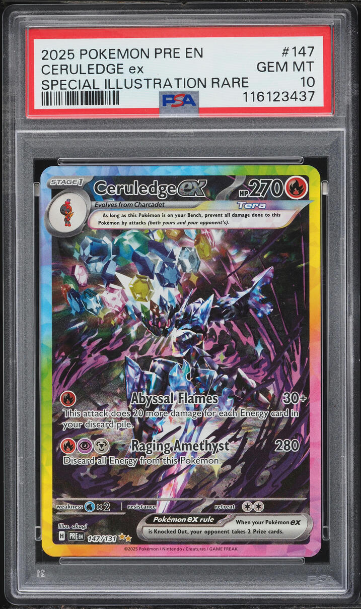 2025 Pokemon Scarlet & Violet Prismatic Evolutions SIR Ceruledge ex #147 PSA 10 GEM MINT