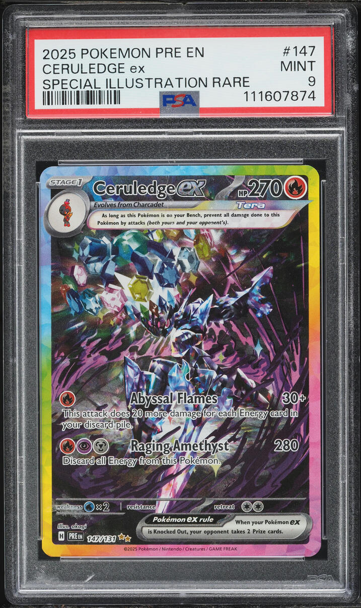 2025 Pokemon Scarlet & Violet Prismatic Evolutions SIR Ceruledge ex #147 PSA 9 MINT