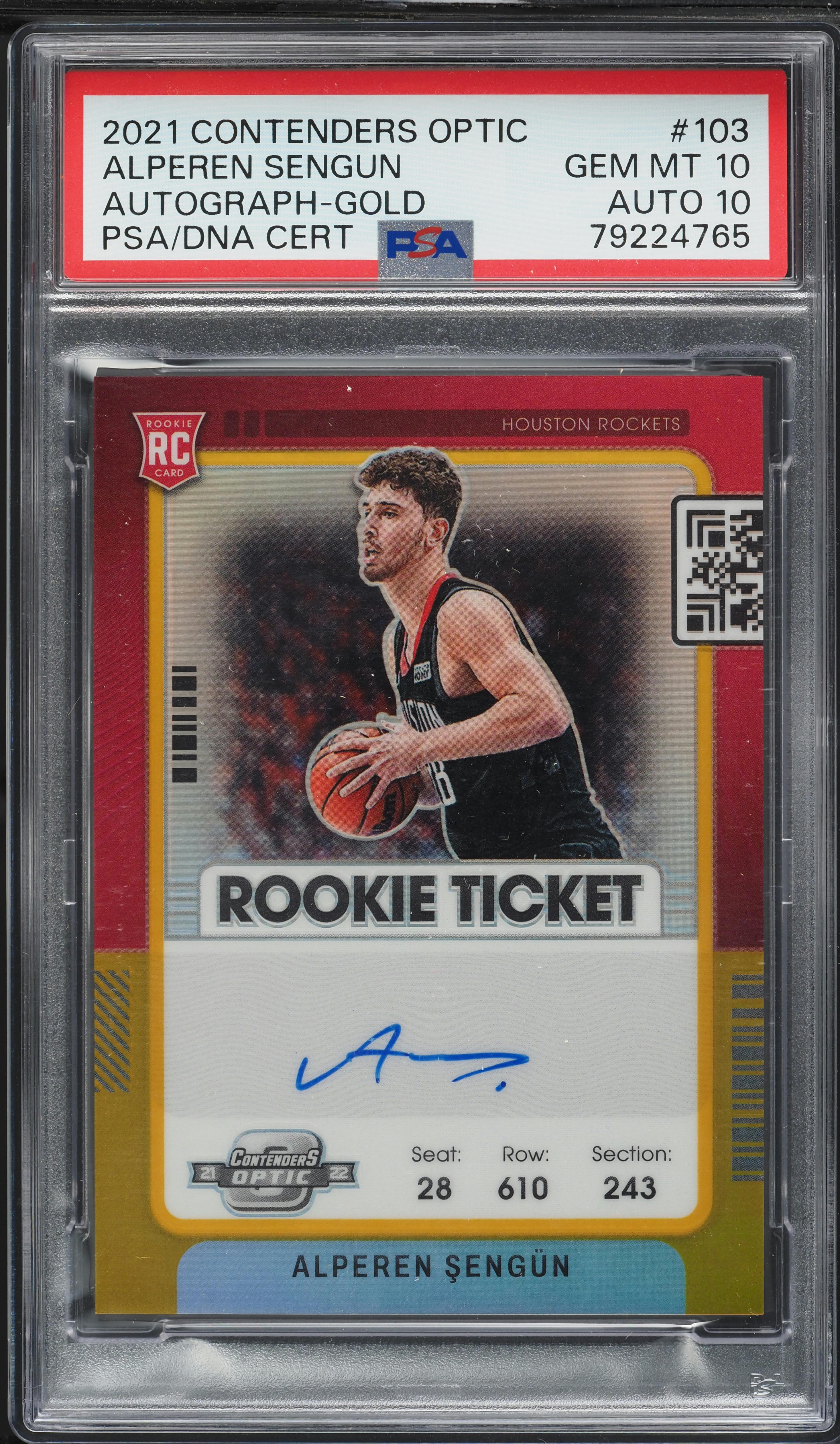 2021 Panini Contenders Optic Gold Alperen Sengun ROOKIE AUTO