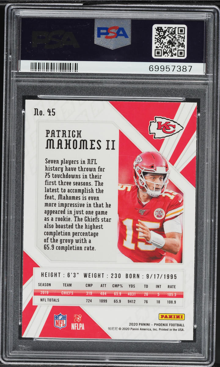 2020 Panini Phoenix Fire Burst Patrick Mahomes II #45 PSA 10 GEM MINT