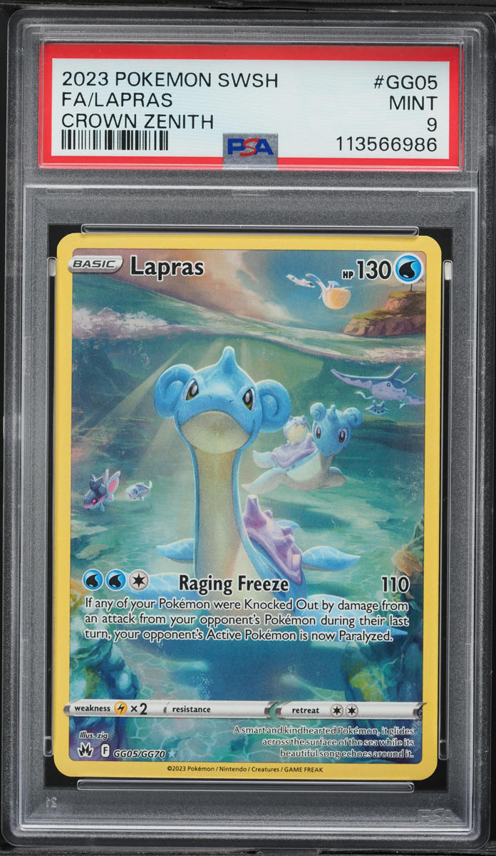 2023 Pokemon Sword & Shield Crown Zenith Full Art Lapras #GG05 PSA 9 MINT