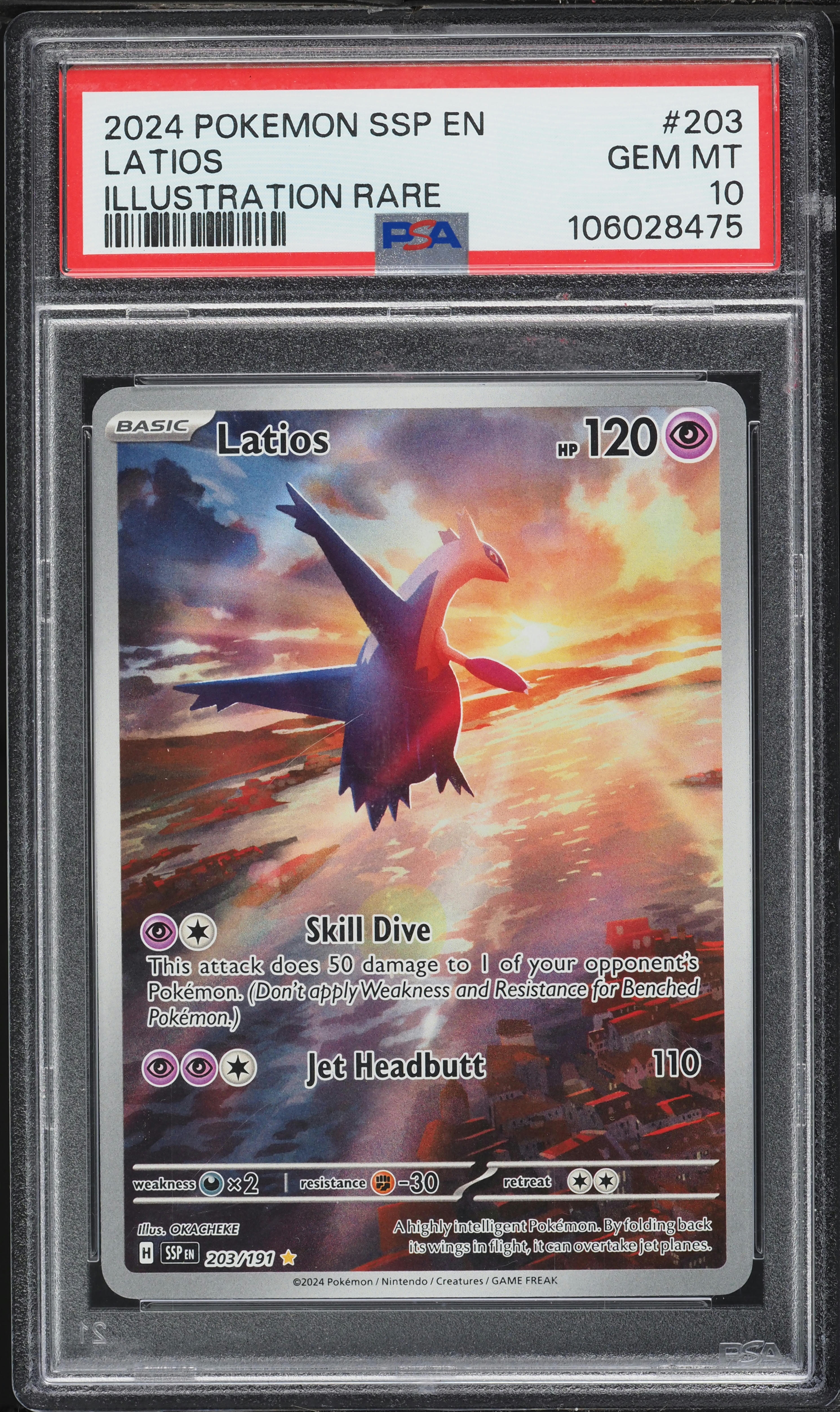 2024 Pokemon Scarlet & Violet Surging Sparks IR Latios #203 PSA 10 GEM MINT