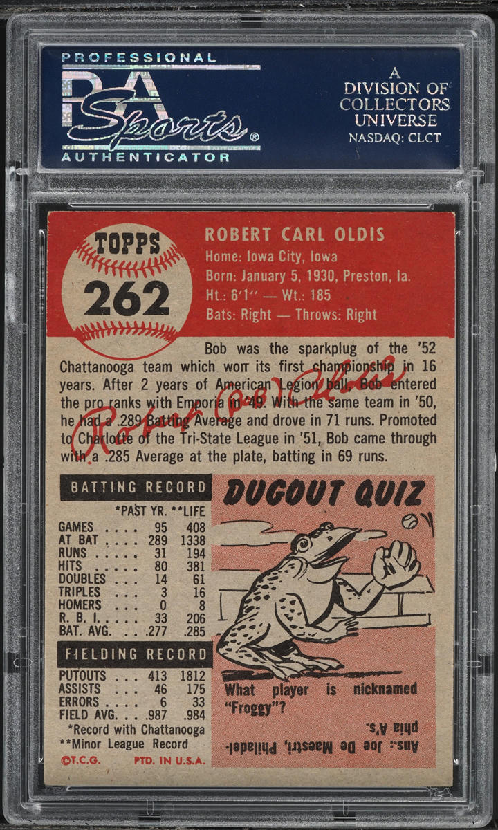 1953 Topps Bob Oldis SHORT PRINT #262 PSA 6 EXMT