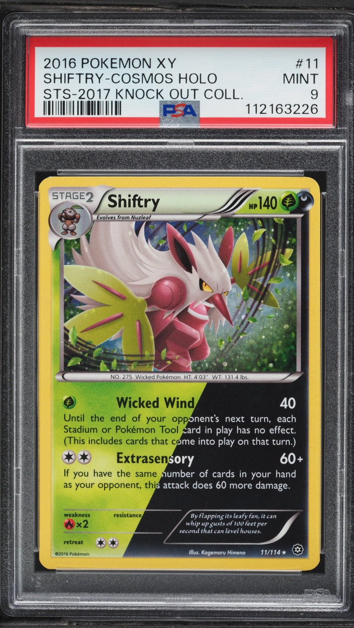 2016 Pokemon XY Steam Siege '17 Knock Out Cosmos Holo Shiftry #11 PSA 9 MINT