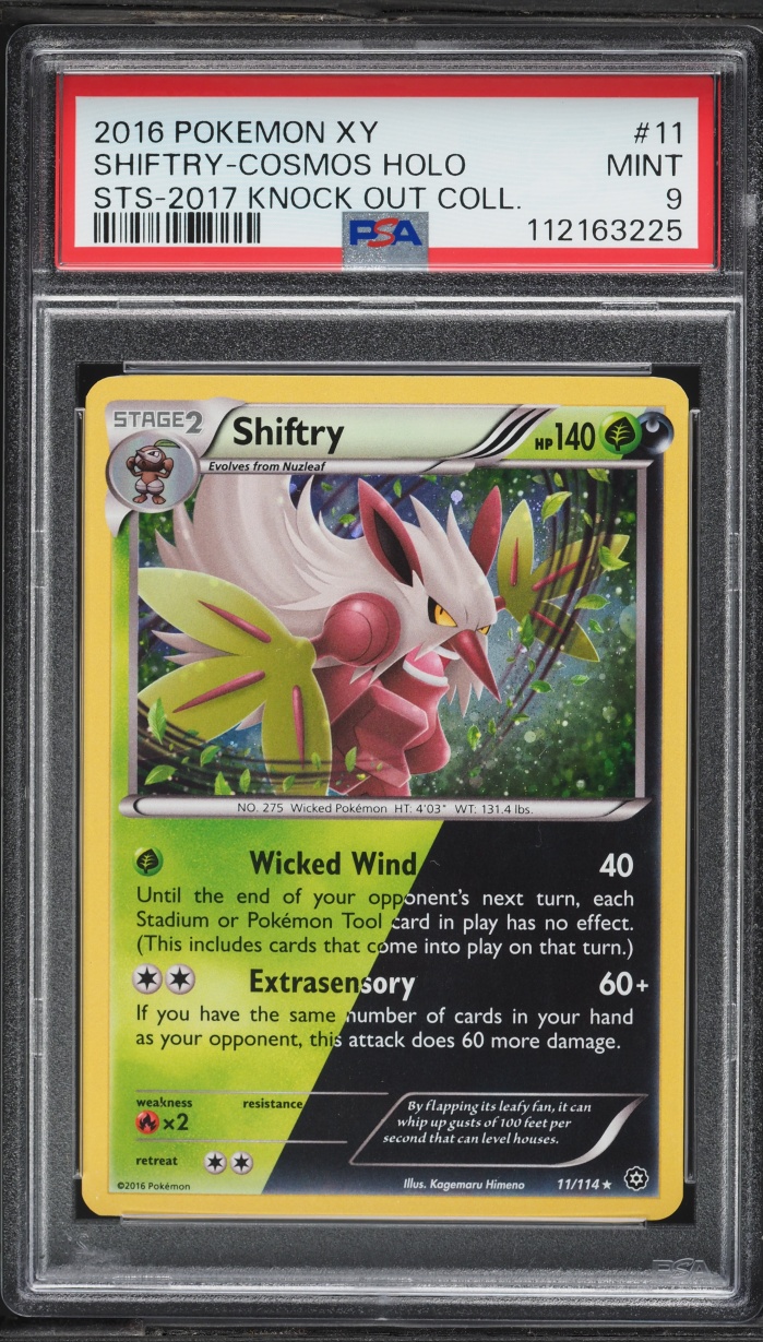 2016 Pokemon XY Steam Siege '17 Knock Out Cosmos Holo Shiftry #11 PSA 9 MINT