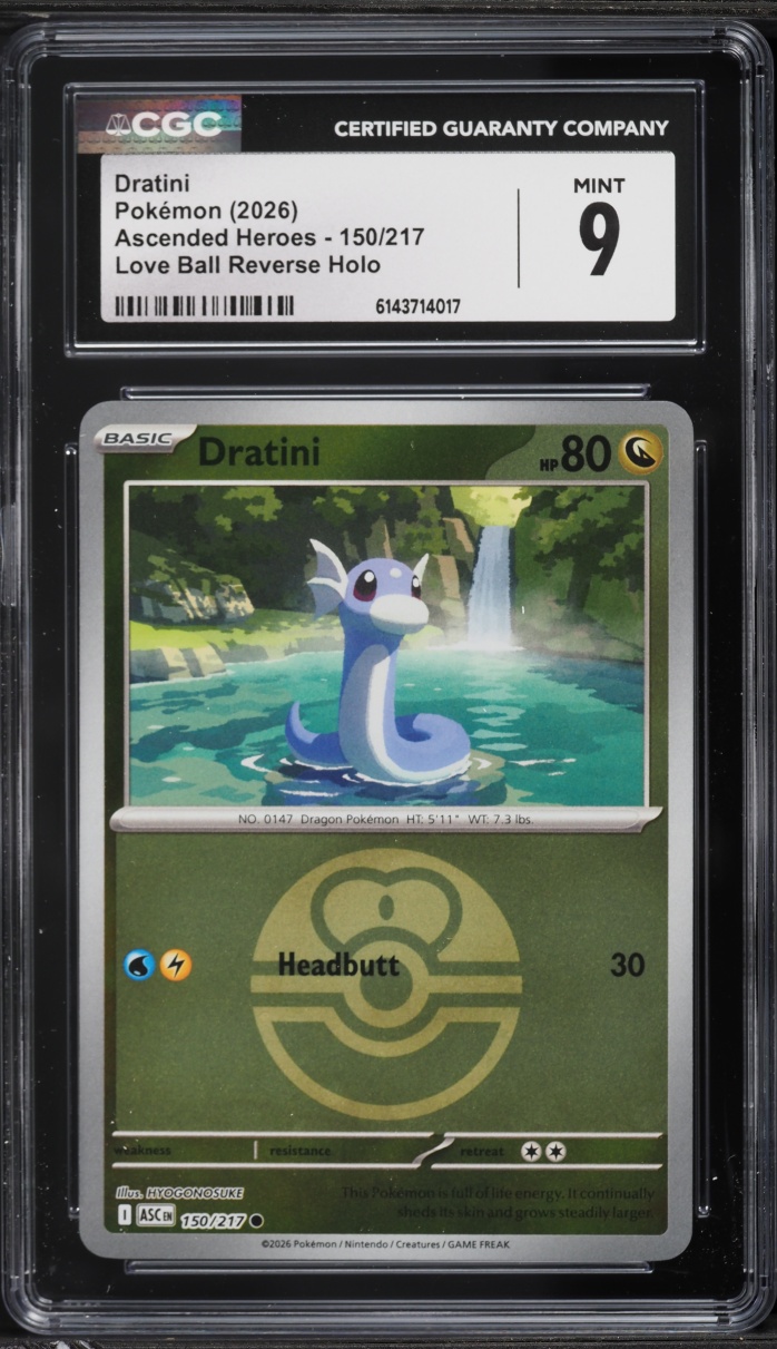 2026 Pokemon Mega Evolution Ascended Heroes Love Ball Reverse Holo Dratini #150 CGC 9 MINT