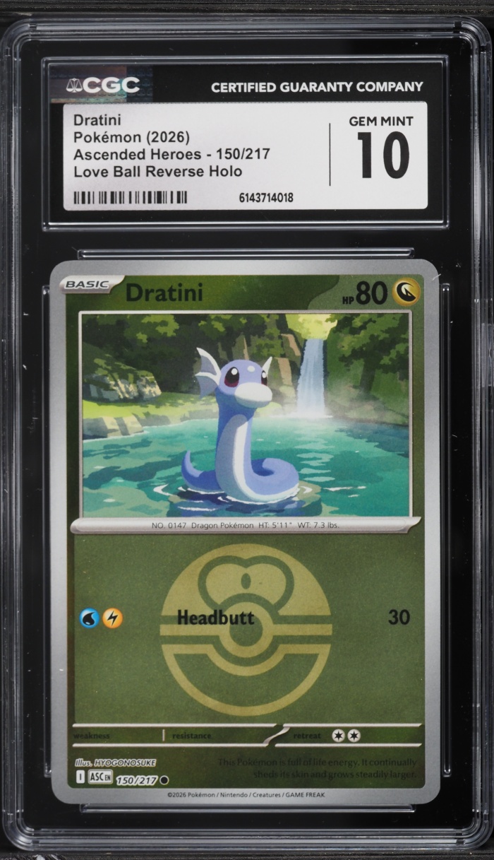 2026 Pokemon Mega Evolution Ascended Heroes Love Ball Reverse Holo Dratini #150 CGC 10 GEM MINT
