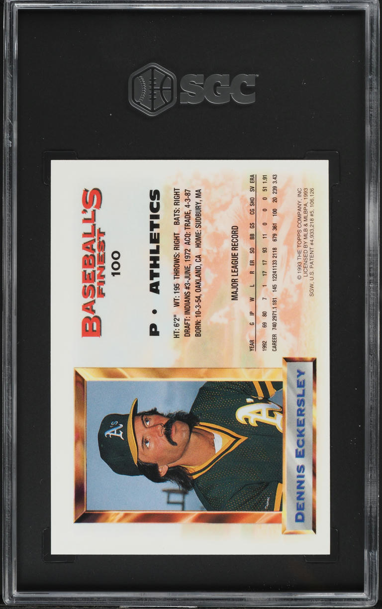 1993 Finest Refractor Dennis Eckersley #100 SGC 9 MINT