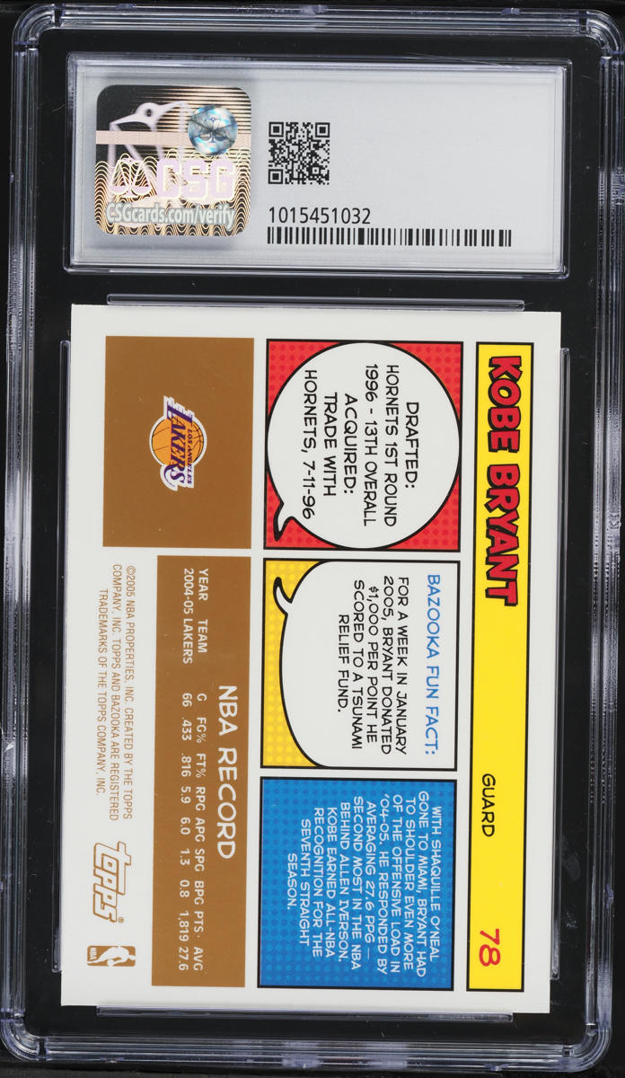 2005 Topps Bazooka Gold Kobe Bryant #78 CSG 8.5 NM-MT+