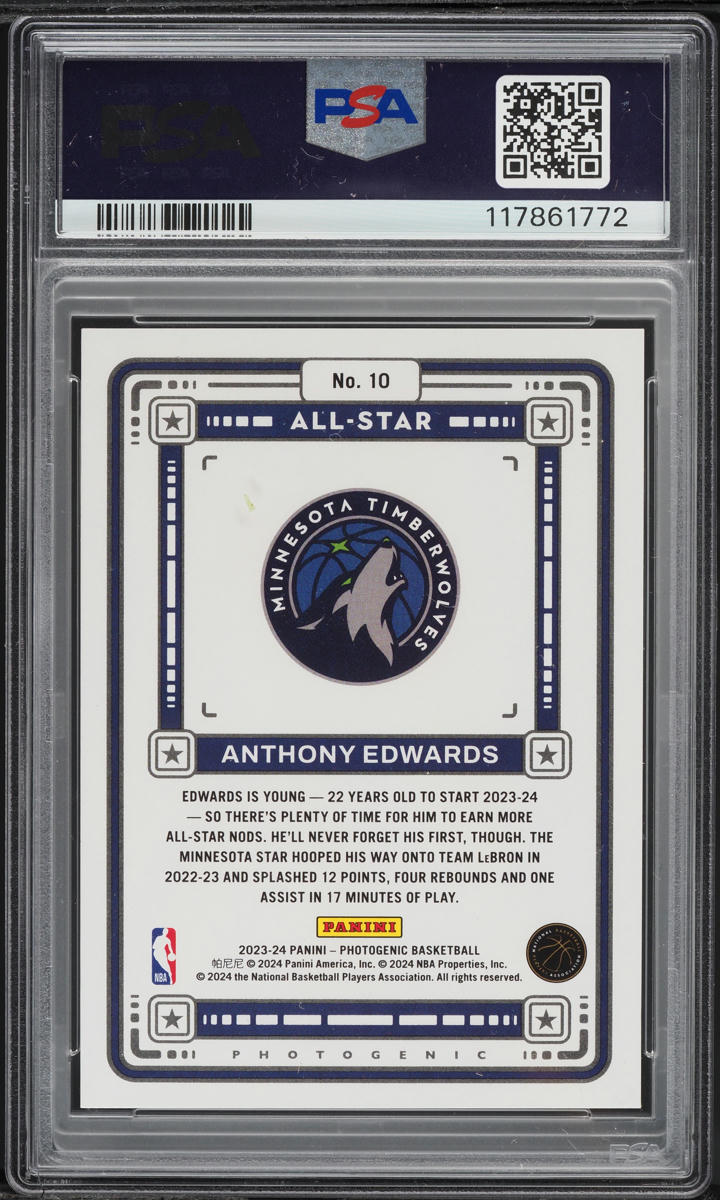 2023 Panini PhotoGenic All-Star Diamond Anthony Edwards /75 #10 PSA 8 NM-MT